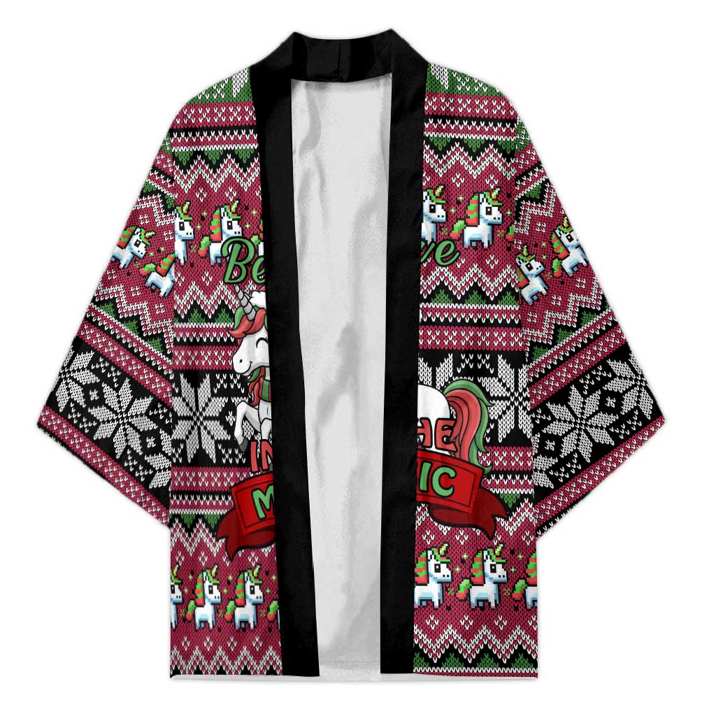 Unicorn Believe In The Magic Christmas Kimono Xmas Holiday Patterns - Wonder Print Shop