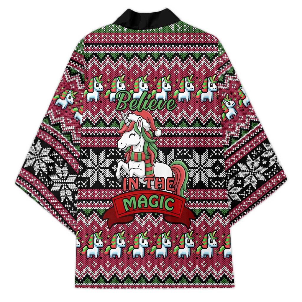Unicorn Believe In The Magic Christmas Kimono Xmas Holiday Patterns - Wonder Print Shop