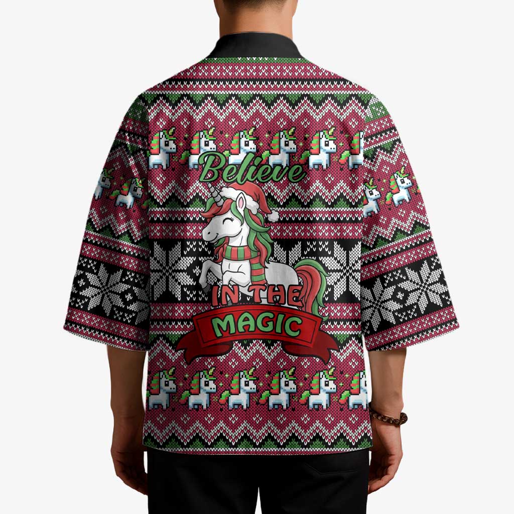 Unicorn Believe In The Magic Christmas Kimono Xmas Holiday Patterns - Wonder Print Shop