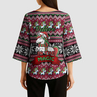 Unicorn Believe In The Magic Christmas Kimono Sleeve Blouse Xmas Holiday Patterns - Wonder Print Shop