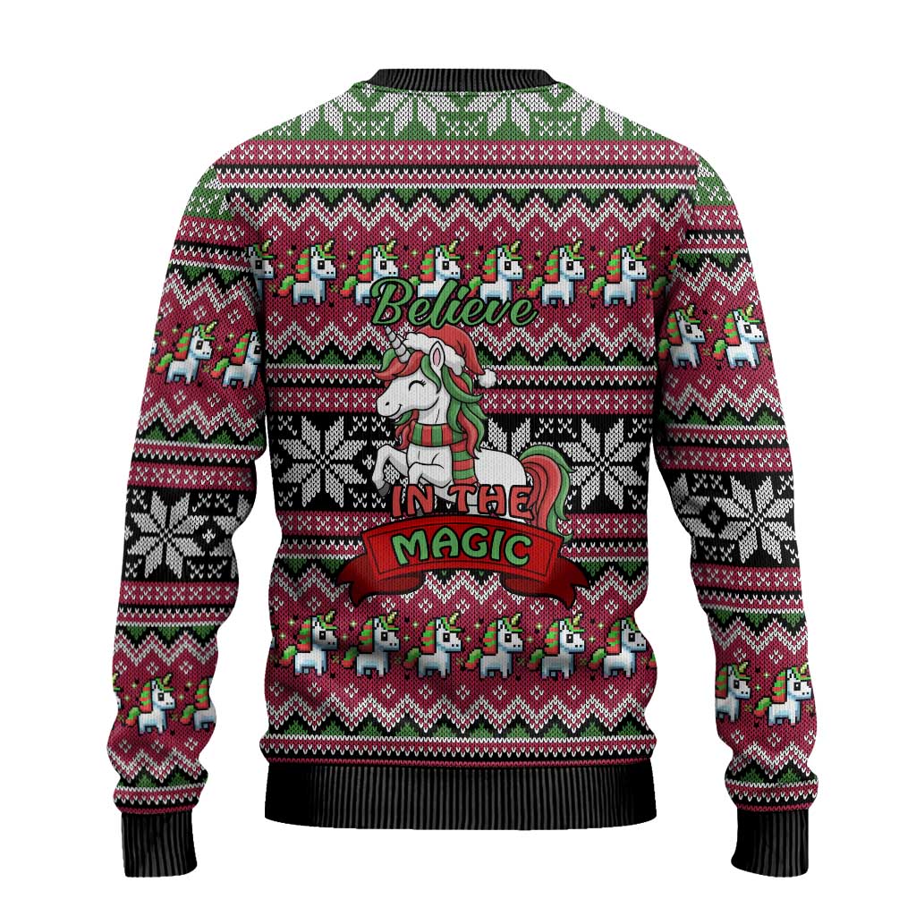 Unicorn Believe In The Magic Christmas Ugly Christmas Sweater Xmas Holiday Patterns - Wonder Print Shop
