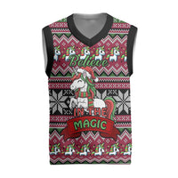 Unicorn Believe In The Magic Christmas Knitted V-Neck Vest Xmas Holiday Patterns - Wonder Print Shop