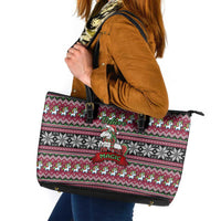 Unicorn Believe In The Magic Christmas Leather Tote Bag Xmas Holiday Patterns - Wonder Print Shop