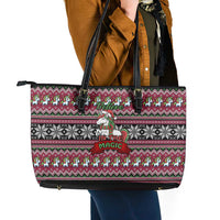Unicorn Believe In The Magic Christmas Leather Tote Bag Xmas Holiday Patterns - Wonder Print Shop