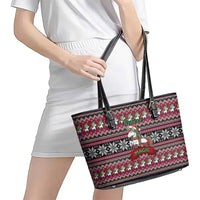 Unicorn Believe In The Magic Christmas Leather Tote Bag Xmas Holiday Patterns - Wonder Print Shop