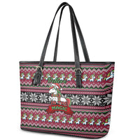 Unicorn Believe In The Magic Christmas Leather Tote Bag Xmas Holiday Patterns - Wonder Print Shop