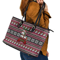 Unicorn Believe In The Magic Christmas Leather Tote Bag Xmas Holiday Patterns - Wonder Print Shop