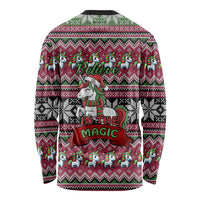 Unicorn Believe In The Magic Christmas Long Sleeve Shirt Xmas Holiday Patterns - Wonder Print Shop