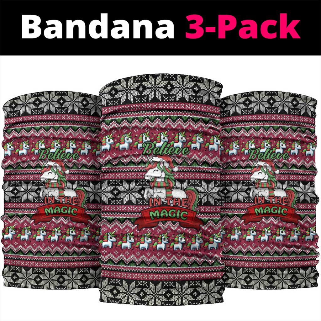 Unicorn Believe In The Magic Christmas Neck Gaiter Xmas Holiday Patterns - Wonder Print Shop