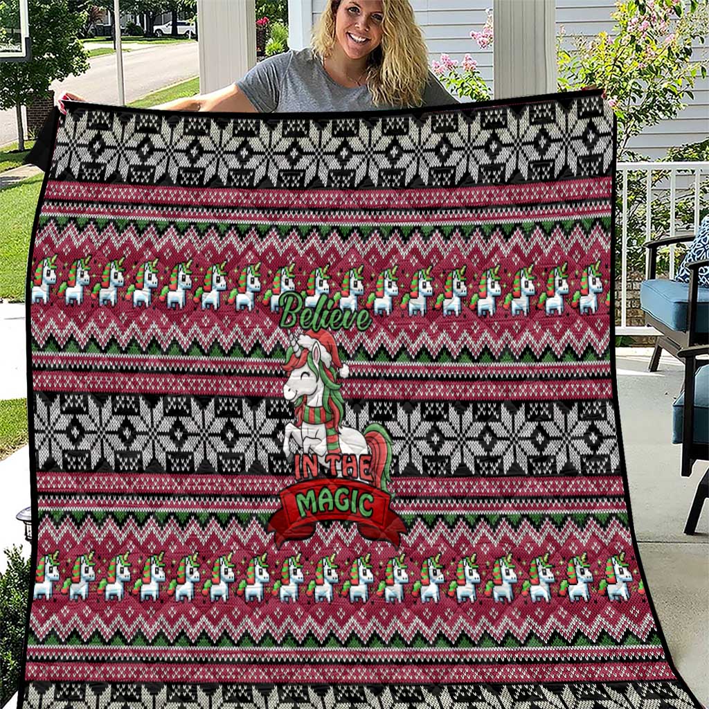 Unicorn Believe In The Magic Christmas Quilt Xmas Holiday Patterns - Wonder Print Shop