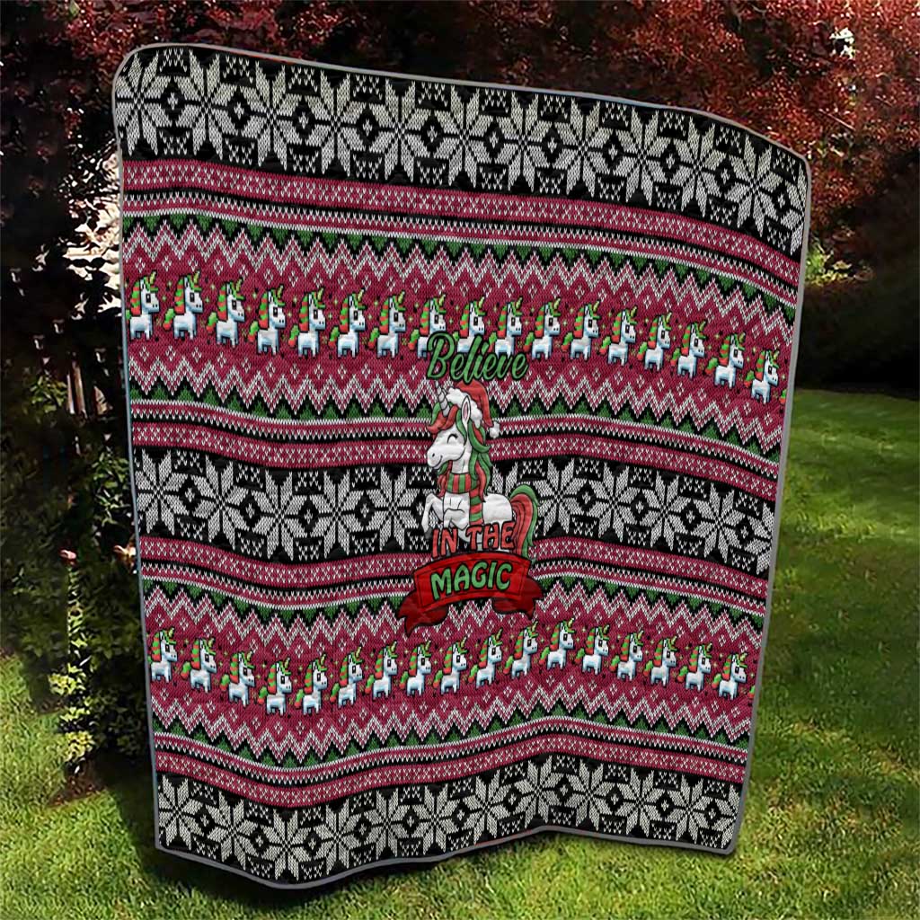 Unicorn Believe In The Magic Christmas Quilt Xmas Holiday Patterns - Wonder Print Shop