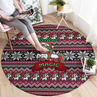 Unicorn Believe In The Magic Christmas Round Carpet Xmas Holiday Patterns - Wonder Print Shop