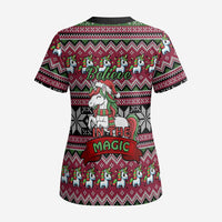 Unicorn Believe In The Magic Christmas Scrub Top Xmas Holiday Patterns - Wonder Print Shop