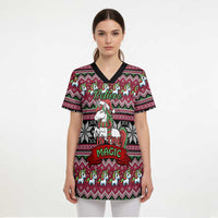 Unicorn Believe In The Magic Christmas Scrub Top Xmas Holiday Patterns - Wonder Print Shop