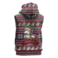 Unicorn Believe In The Magic Christmas Sleeveless Zip Hoodie Xmas Holiday Patterns - Wonder Print Shop