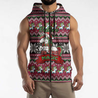 Unicorn Believe In The Magic Christmas Sleeveless Zip Hoodie Xmas Holiday Patterns - Wonder Print Shop