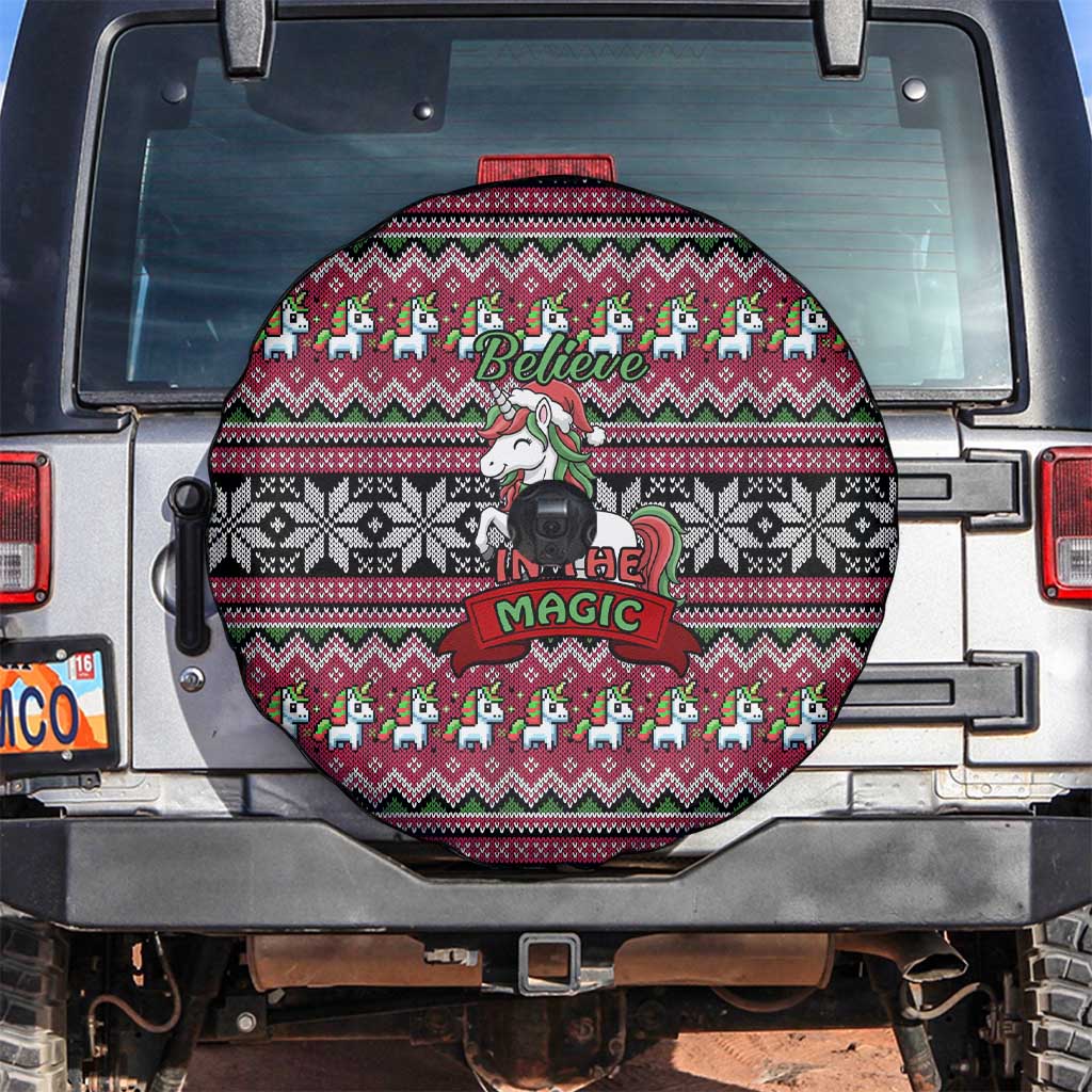 Unicorn Believe In The Magic Christmas Spare Tire Cover Xmas Holiday Patterns - Wonder Print Shop