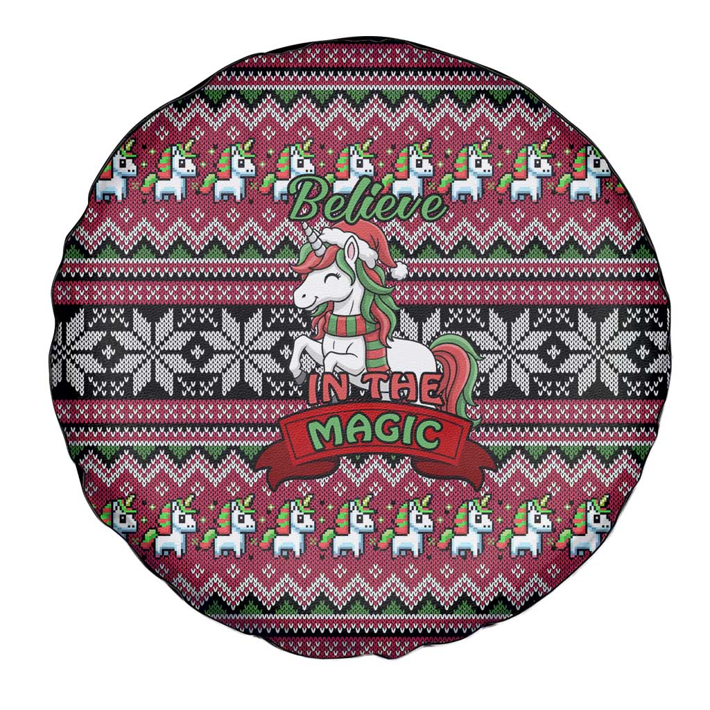 Unicorn Believe In The Magic Christmas Spare Tire Cover Xmas Holiday Patterns - Wonder Print Shop