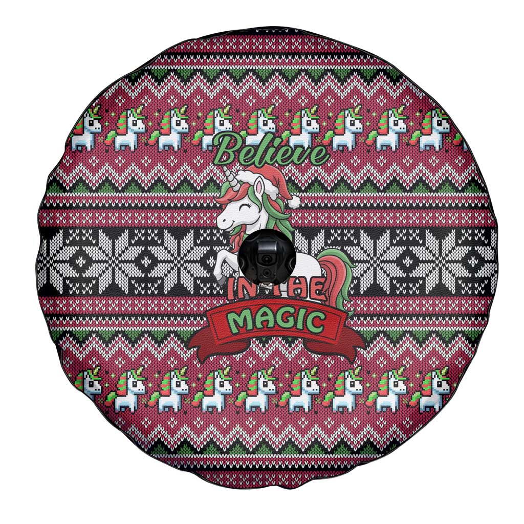 Unicorn Believe In The Magic Christmas Spare Tire Cover Xmas Holiday Patterns - Wonder Print Shop