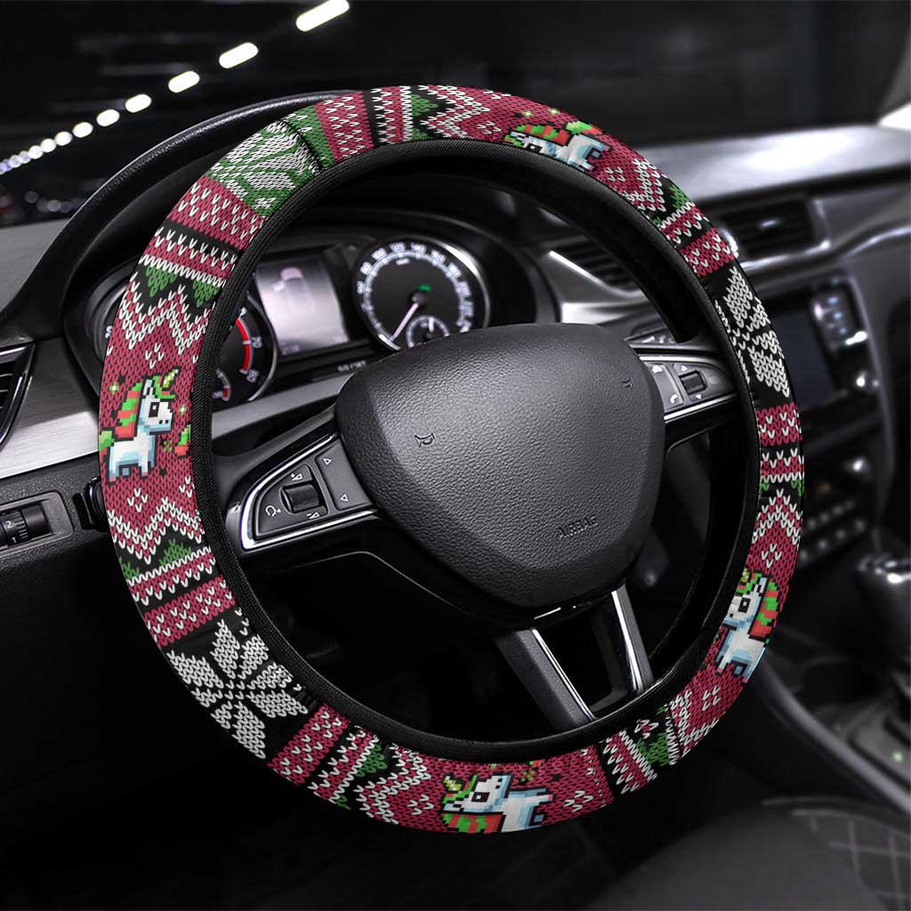 Unicorn Believe In The Magic Christmas Steering Wheel Cover Xmas Holiday Patterns - Wonder Print Shop