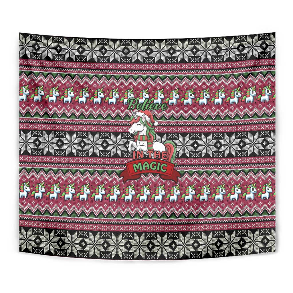 Unicorn Believe In The Magic Christmas Tapestry Xmas Holiday Patterns - Wonder Print Shop