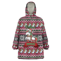 Unicorn Believe In The Magic Christmas Wearable Blanket Hoodie Xmas Holiday Patterns - Wonder Print Shop