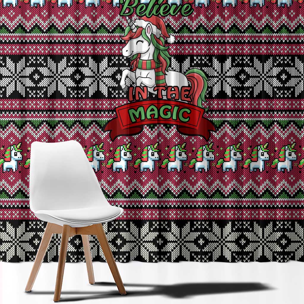Unicorn Believe In The Magic Christmas Window Curtain Xmas Holiday Patterns - Wonder Print Shop
