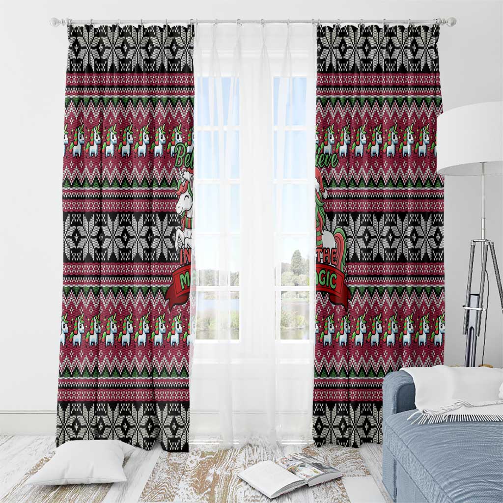 Unicorn Believe In The Magic Christmas Window Curtain Xmas Holiday Patterns - Wonder Print Shop