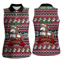 Unicorn Believe In The Magic Christmas Women Sleeveless Polo Shirt Xmas Holiday Patterns - Wonder Print Shop