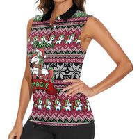 Unicorn Believe In The Magic Christmas Women Sleeveless Polo Shirt Xmas Holiday Patterns - Wonder Print Shop