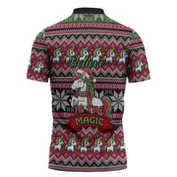 Unicorn Believe In The Magic Christmas Zipper Polo Shirt Xmas Holiday Patterns - Wonder Print Shop