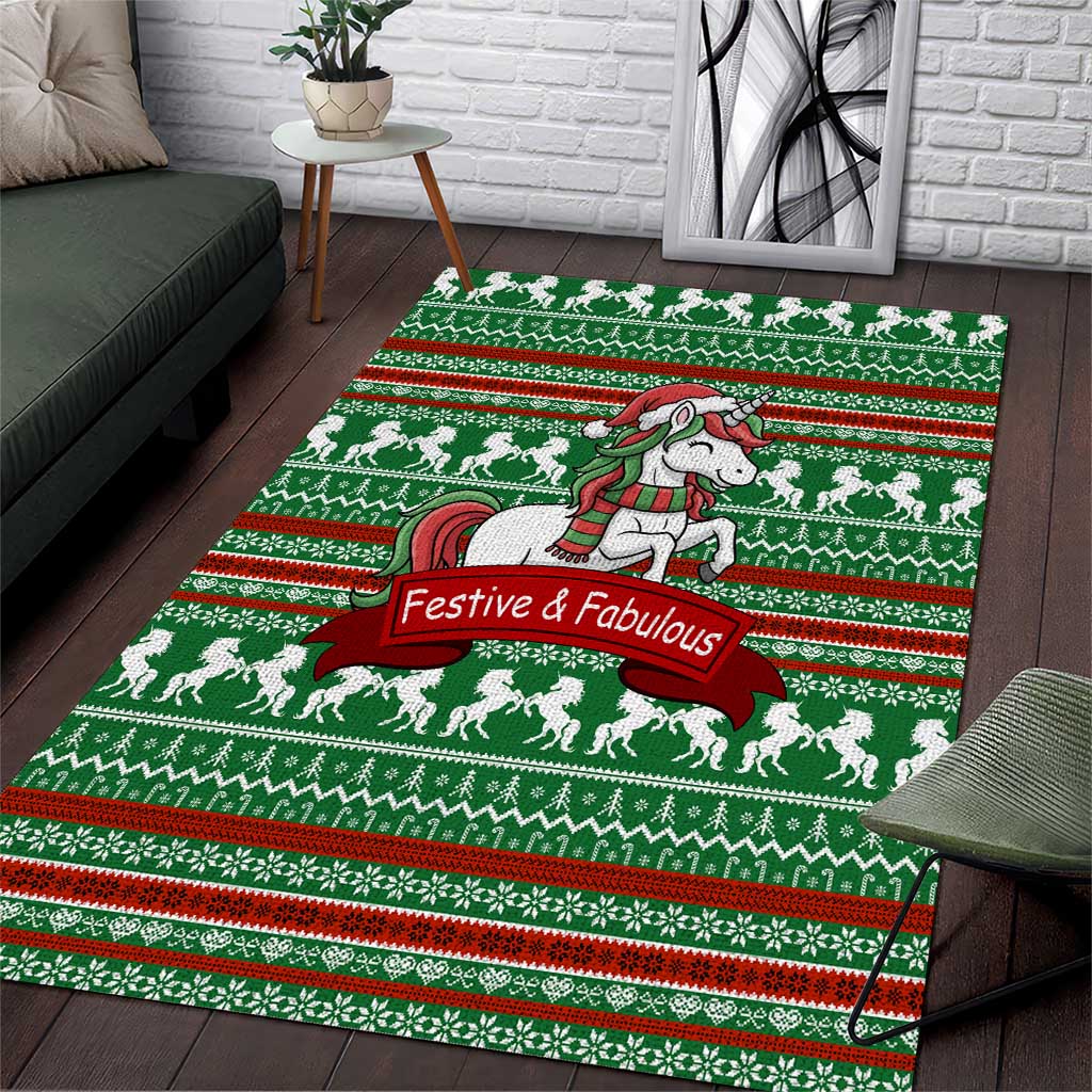 Unicorn Festive Fabulous Christmas Area Rug Xmas Holiday Patterns - Wonder Print Shop