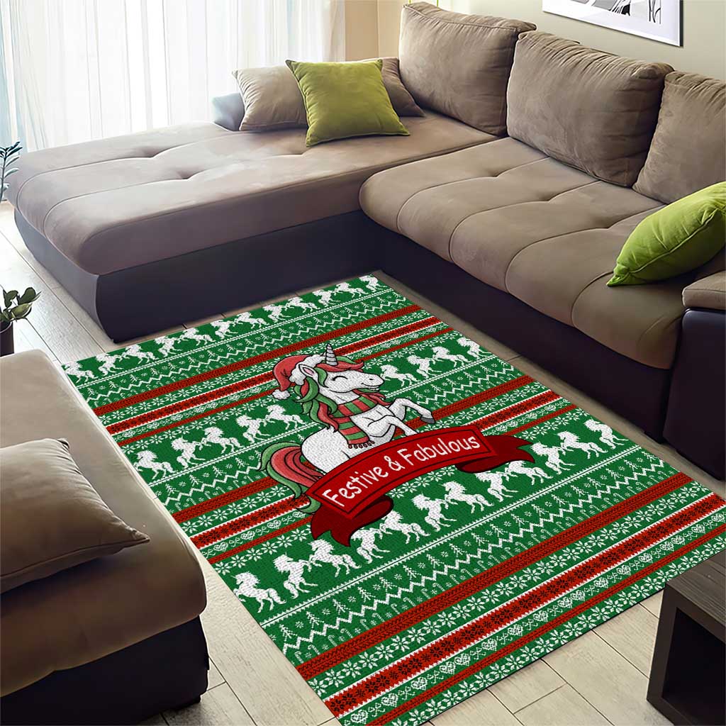 Unicorn Festive Fabulous Christmas Area Rug Xmas Holiday Patterns - Wonder Print Shop