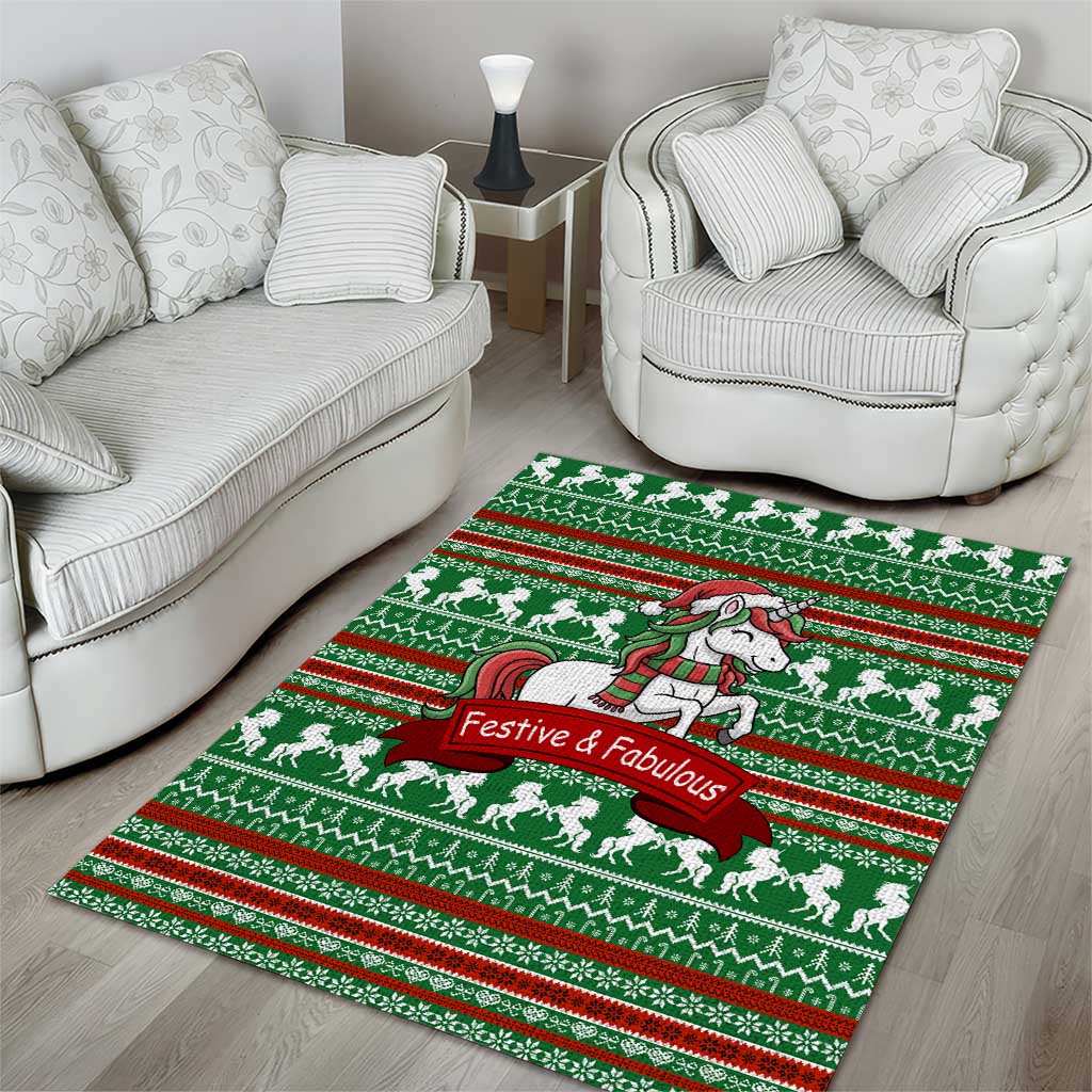 Unicorn Festive Fabulous Christmas Area Rug Xmas Holiday Patterns - Wonder Print Shop