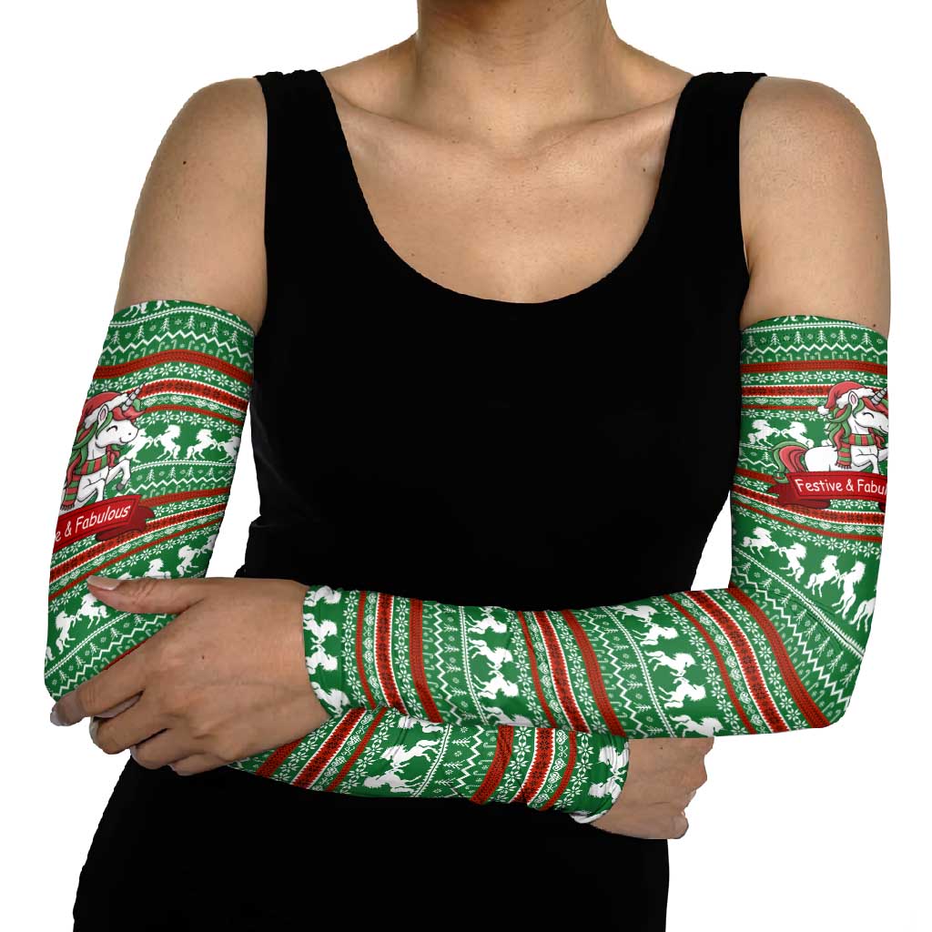 Unicorn Festive Fabulous Christmas Arm Sleeves Xmas Holiday Patterns - Wonder Print Shop