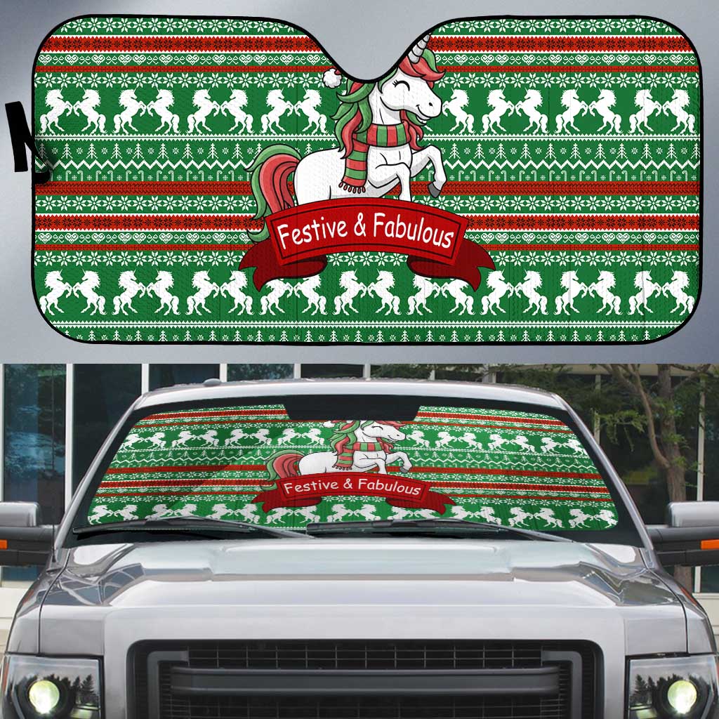 Unicorn Festive Fabulous Christmas Auto Sun Shade Xmas Holiday Patterns - Wonder Print Shop