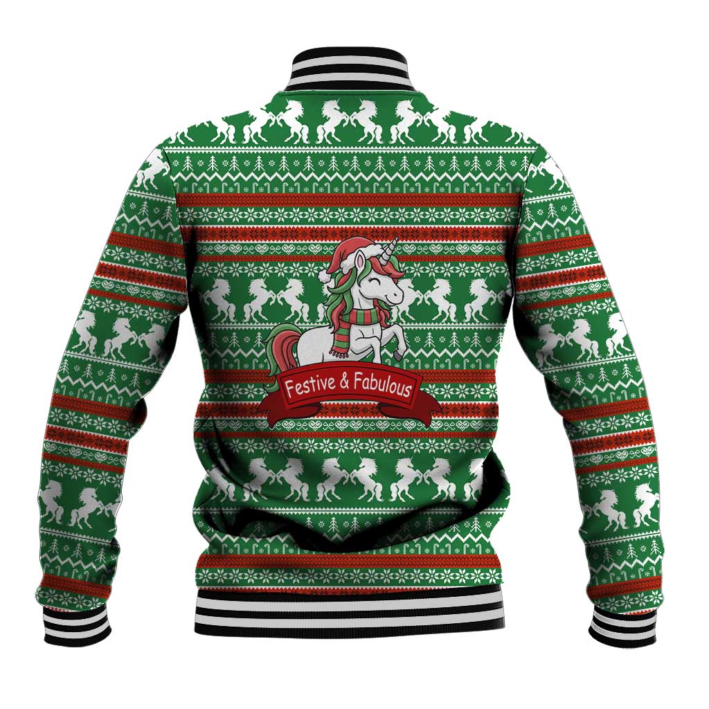 Unicorn Festive Fabulous Christmas Baseball Jacket Xmas Holiday Patterns - Wonder Print Shop