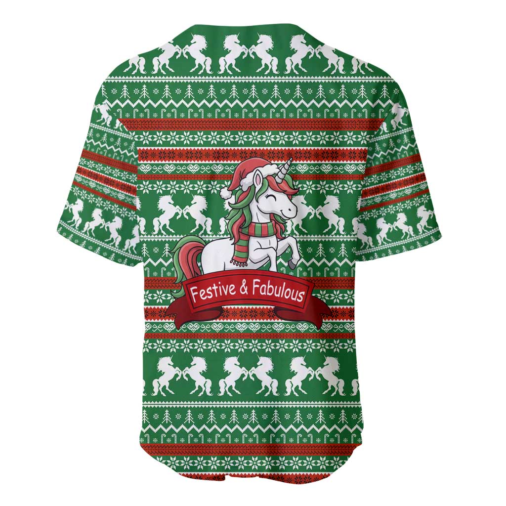 Unicorn Festive Fabulous Christmas Baseball Jersey Xmas Holiday Patterns - Wonder Print Shop