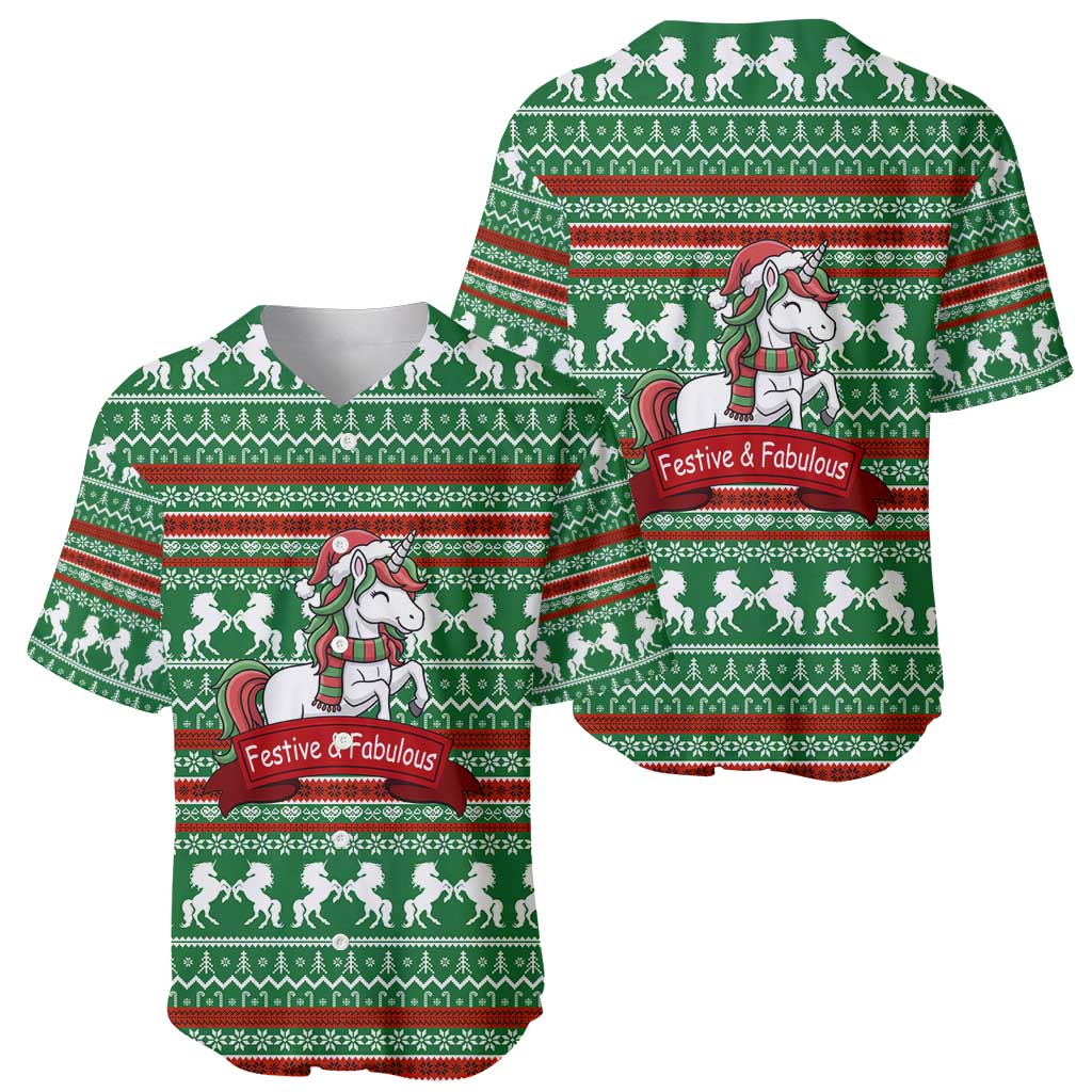 Unicorn Festive Fabulous Christmas Baseball Jersey Xmas Holiday Patterns - Wonder Print Shop