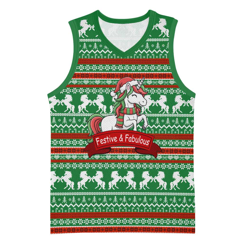 Unicorn Festive Fabulous Christmas Basketball Jersey Xmas Holiday Patterns - Wonder Print Shop