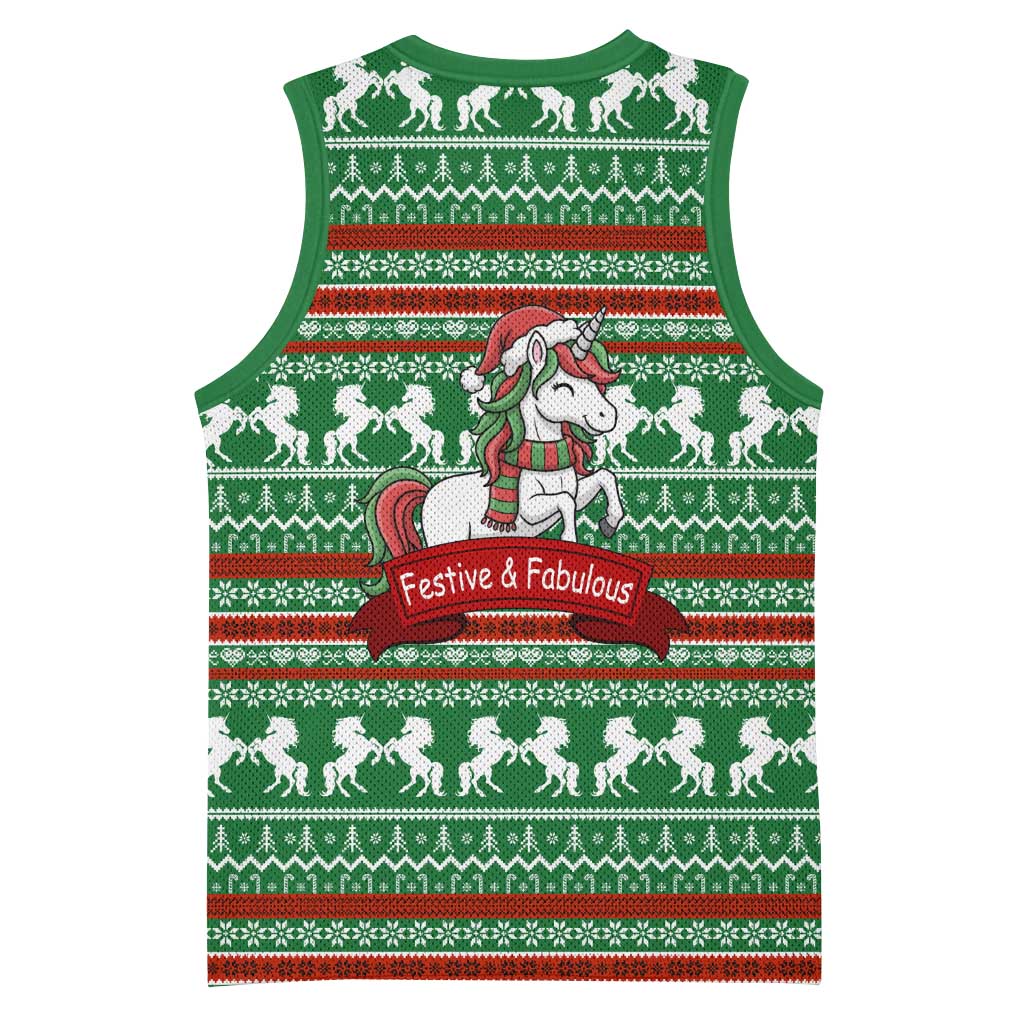 Unicorn Festive Fabulous Christmas Basketball Jersey Xmas Holiday Patterns - Wonder Print Shop