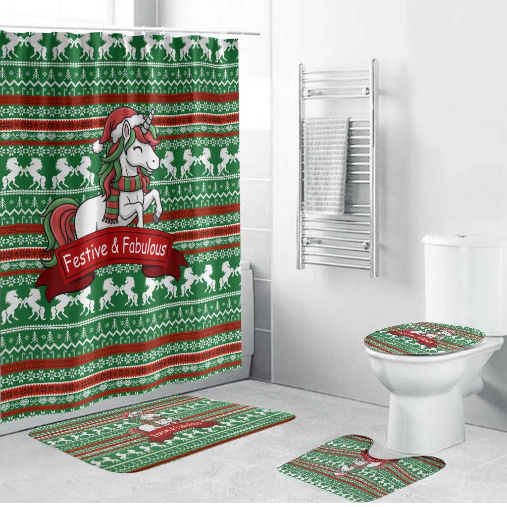 Unicorn Festive Fabulous Christmas Bathroom Set Xmas Holiday Patterns - Wonder Print Shop