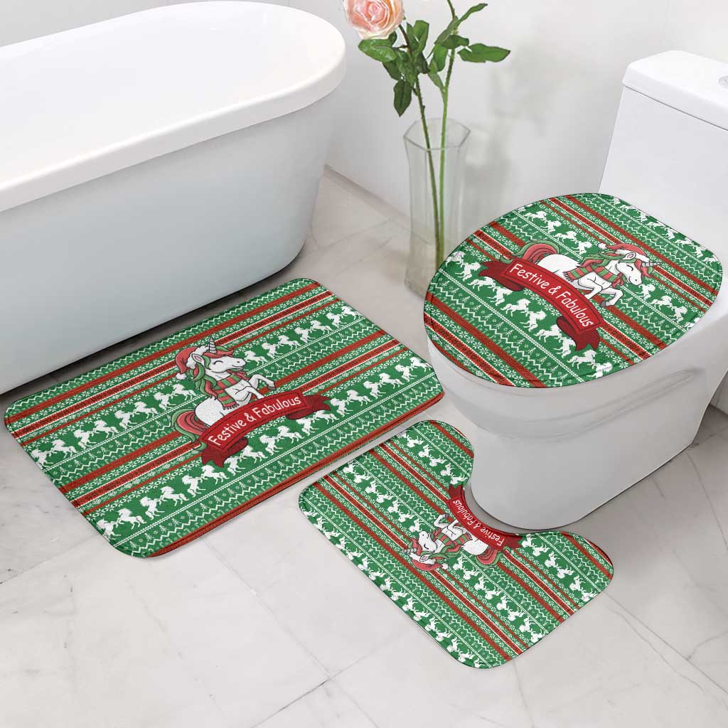 Unicorn Festive Fabulous Christmas Bathroom Set Xmas Holiday Patterns - Wonder Print Shop