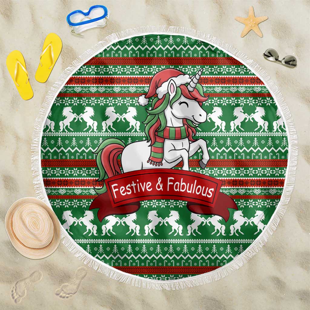 Unicorn Festive Fabulous Christmas Beach Blanket Xmas Holiday Patterns - Wonder Print Shop