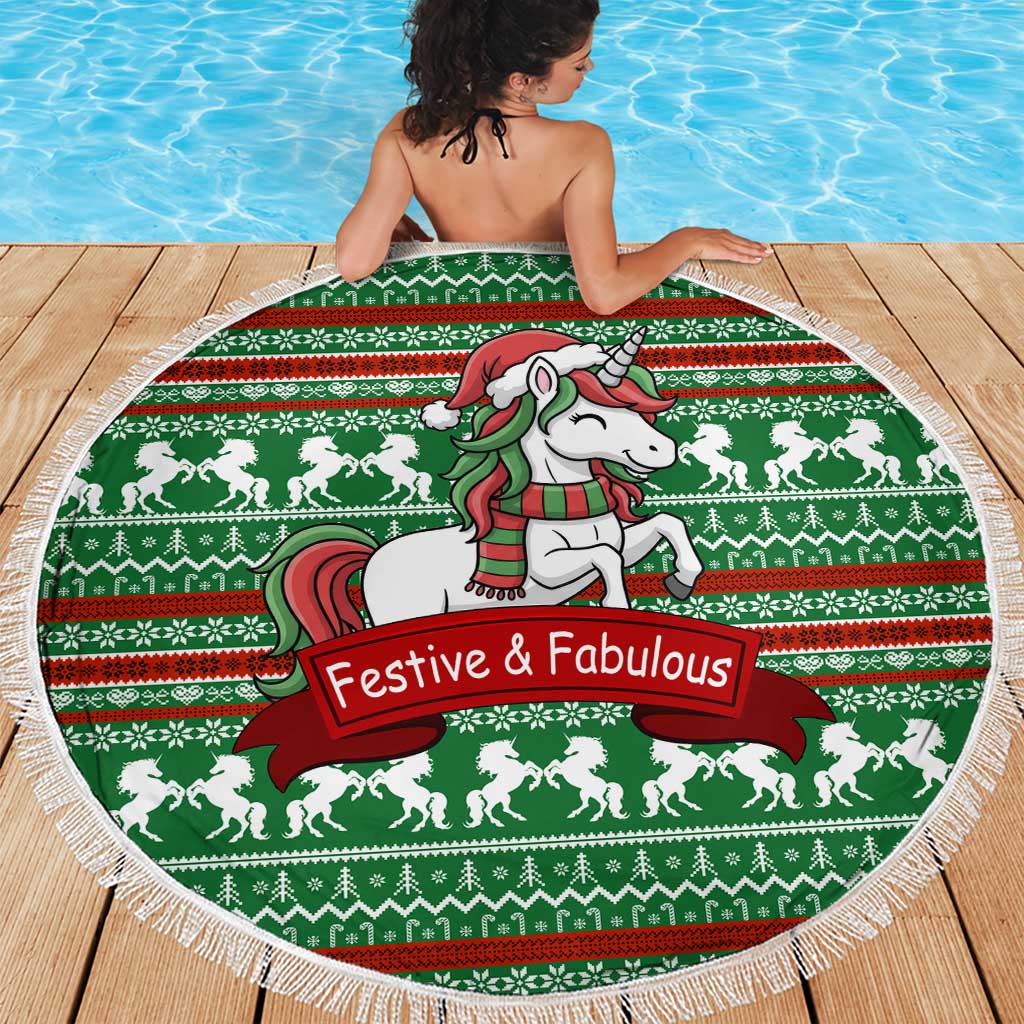 Unicorn Festive Fabulous Christmas Beach Blanket Xmas Holiday Patterns - Wonder Print Shop