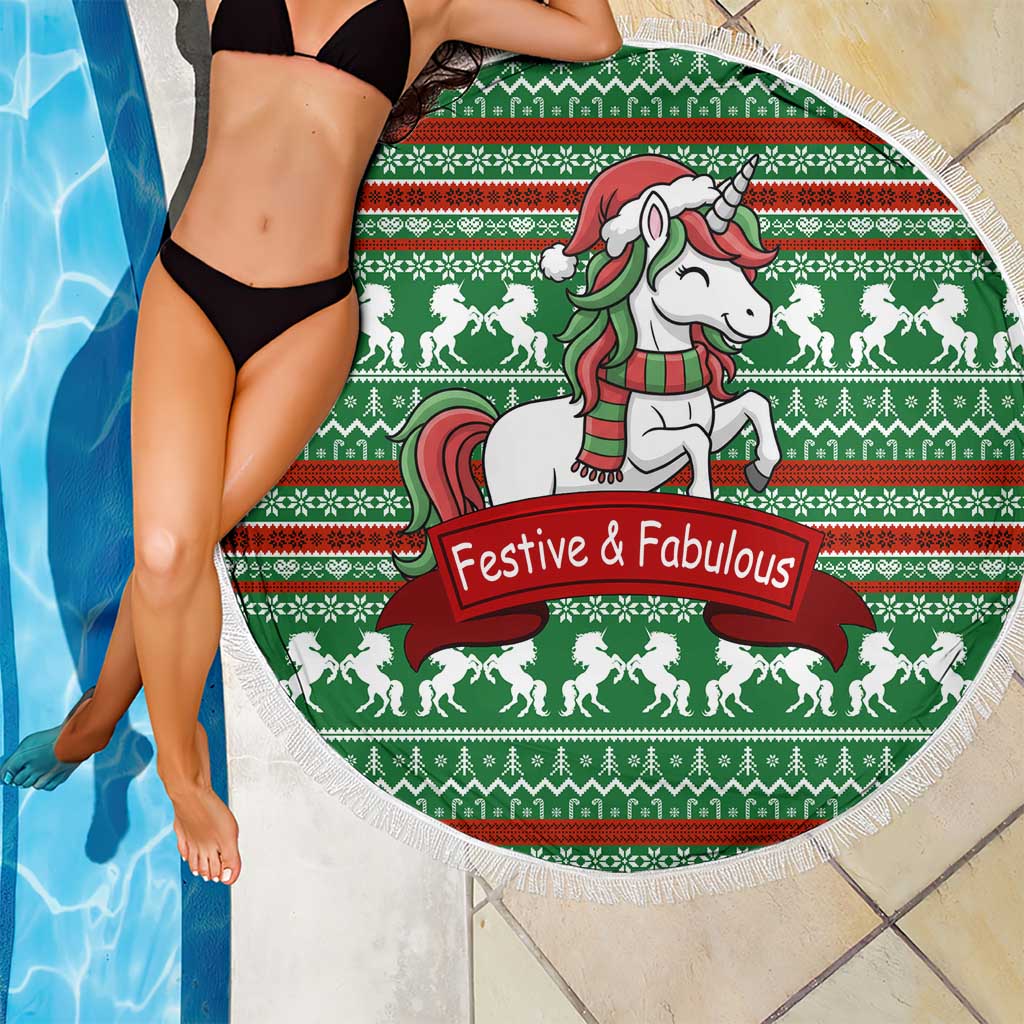 Unicorn Festive Fabulous Christmas Beach Blanket Xmas Holiday Patterns - Wonder Print Shop
