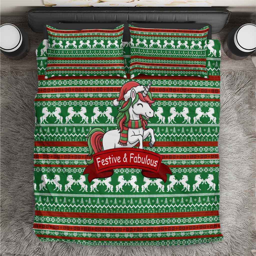 Unicorn Festive Fabulous Christmas Bedding Set Xmas Holiday Patterns - Wonder Print Shop