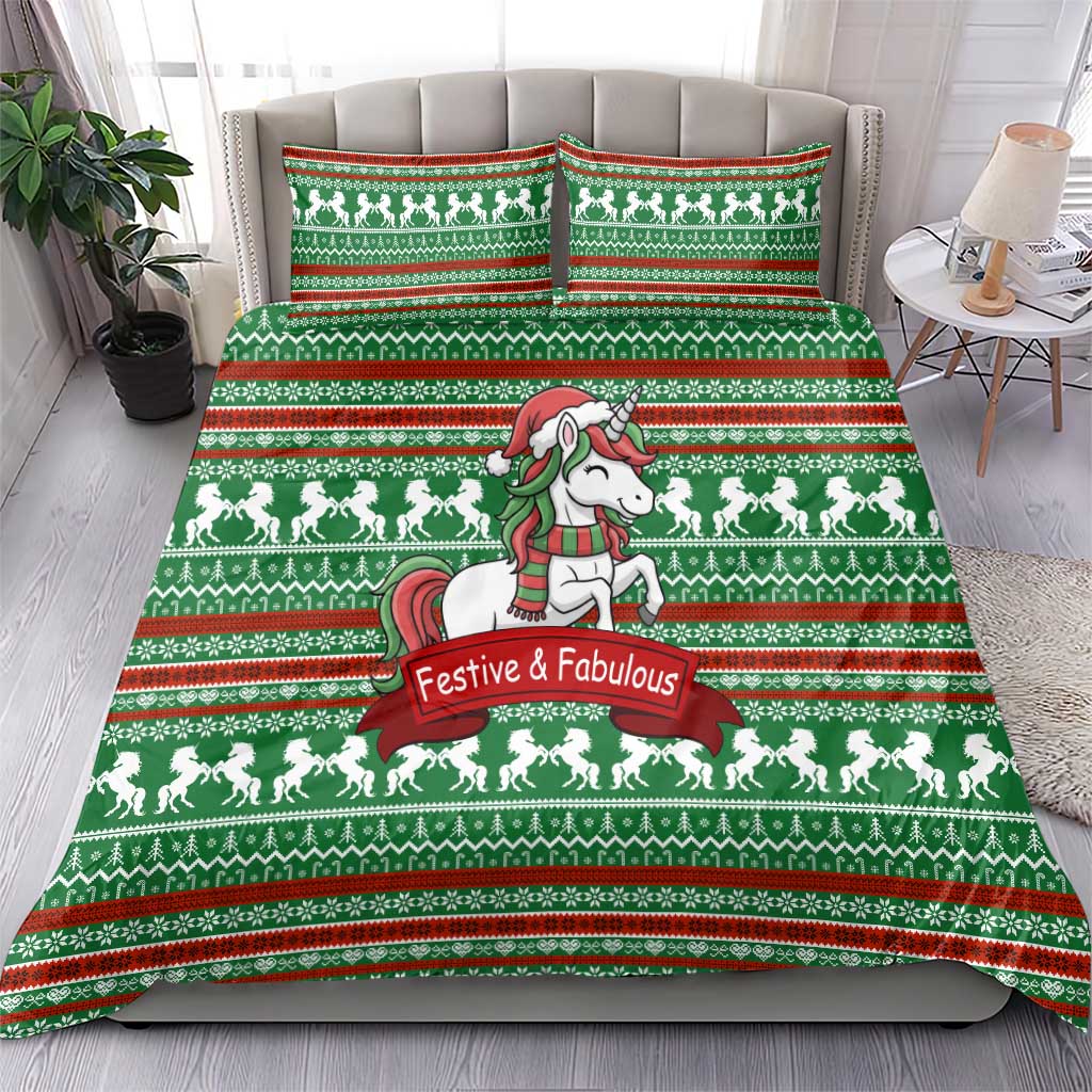 Unicorn Festive Fabulous Christmas Bedding Set Xmas Holiday Patterns - Wonder Print Shop