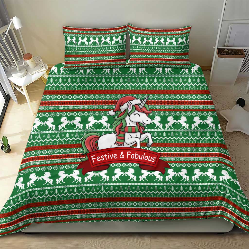 Unicorn Festive Fabulous Christmas Bedding Set Xmas Holiday Patterns - Wonder Print Shop