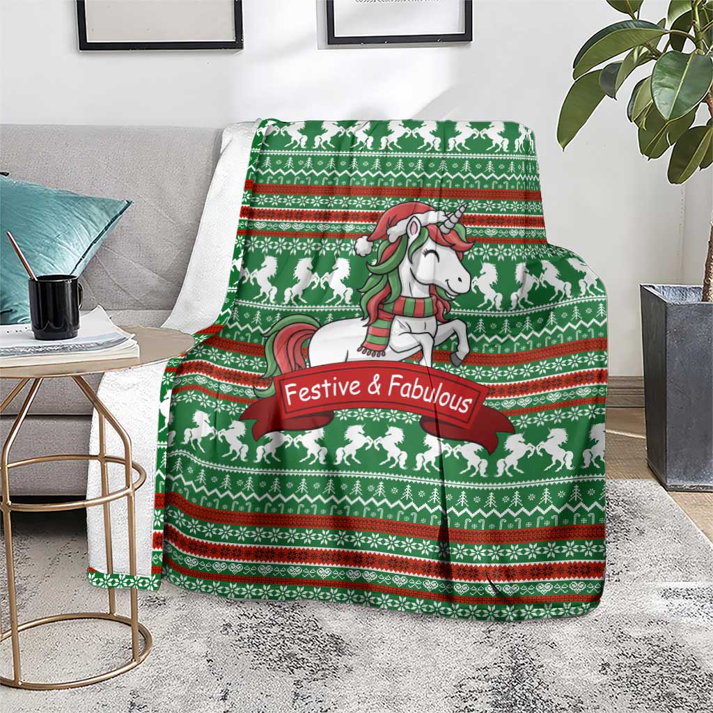 Unicorn Festive Fabulous Christmas Blanket Xmas Holiday Patterns - Wonder Print Shop